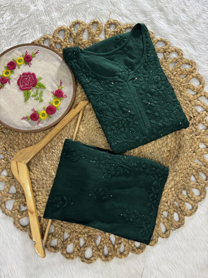 3pc Zara Handmade with Muqaish Soft  Rayon Set