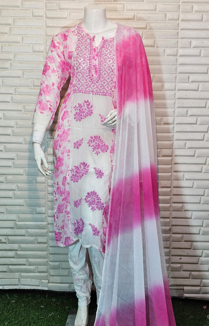 Chikankari fox georgette fine digital print kurti