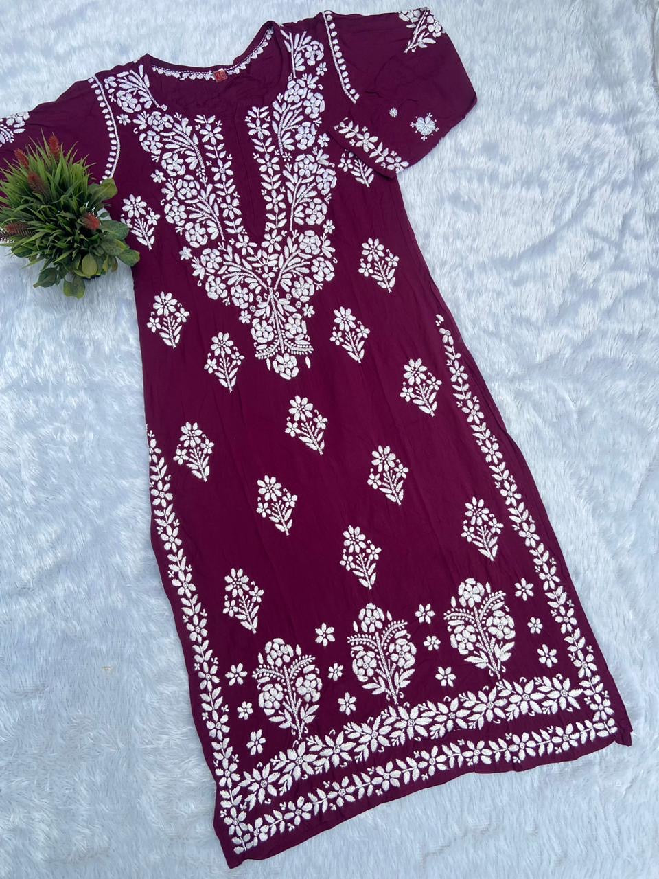 Heavy border Designed Chikankari kurti