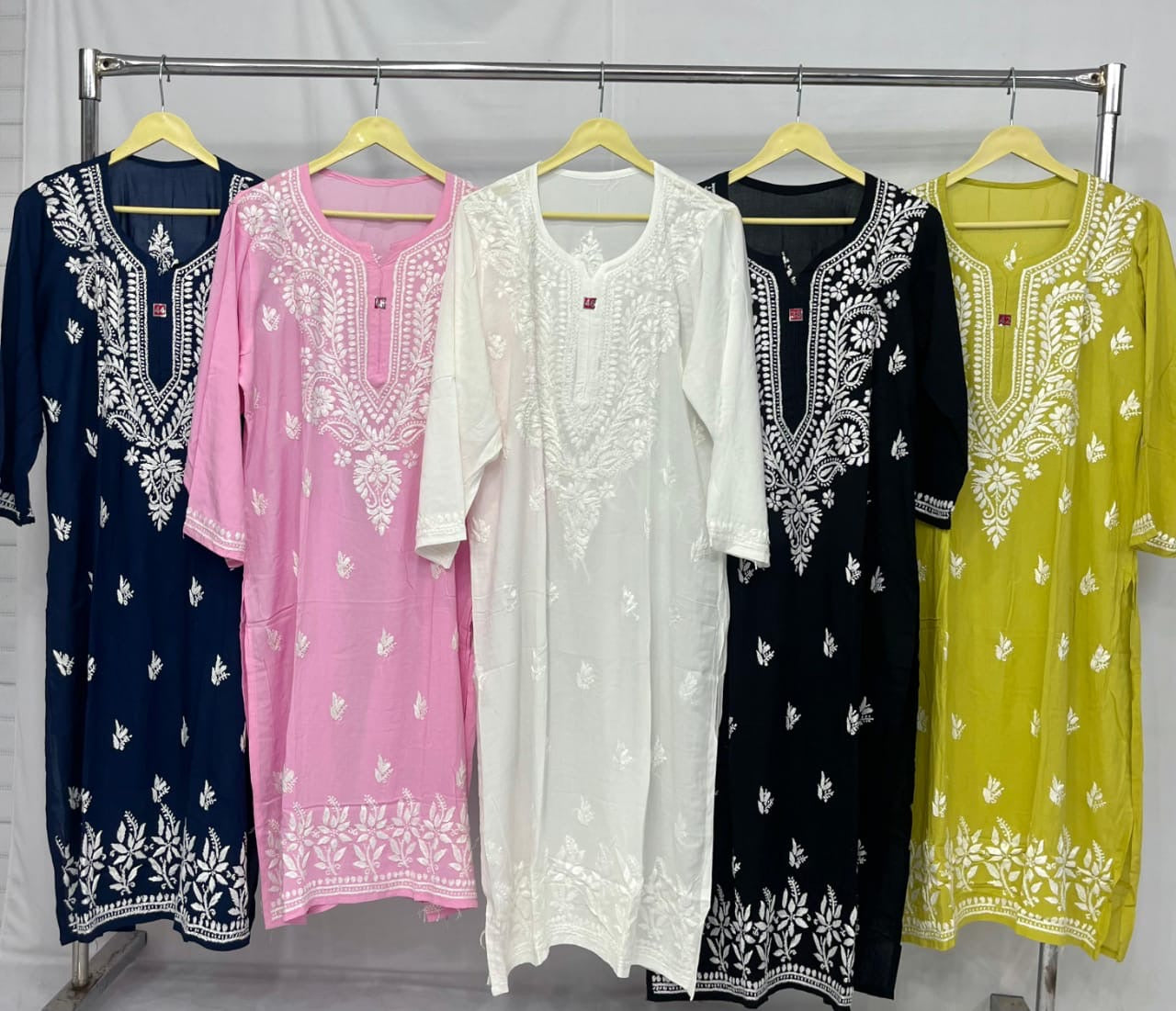 Modal Cotton Chikankari Kurtis Fresh Stocks