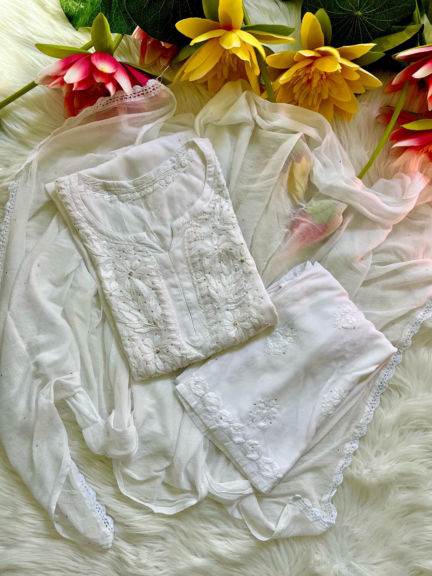 3pc Zara Handmade with Muqaish Soft  Rayon Set