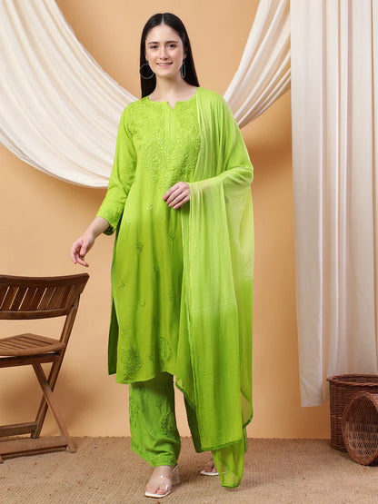 3pc Noor Soft Rayon Ombre Set with dupatta and plazo