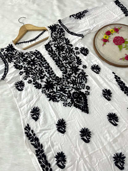 Most Demanding White n Black Rayon Chikankari Combo