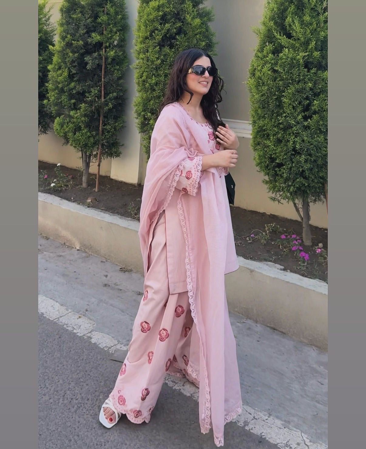 Đěsigner Party Wear Look  Natural Top & Farshi Palazzo With Dupatta set