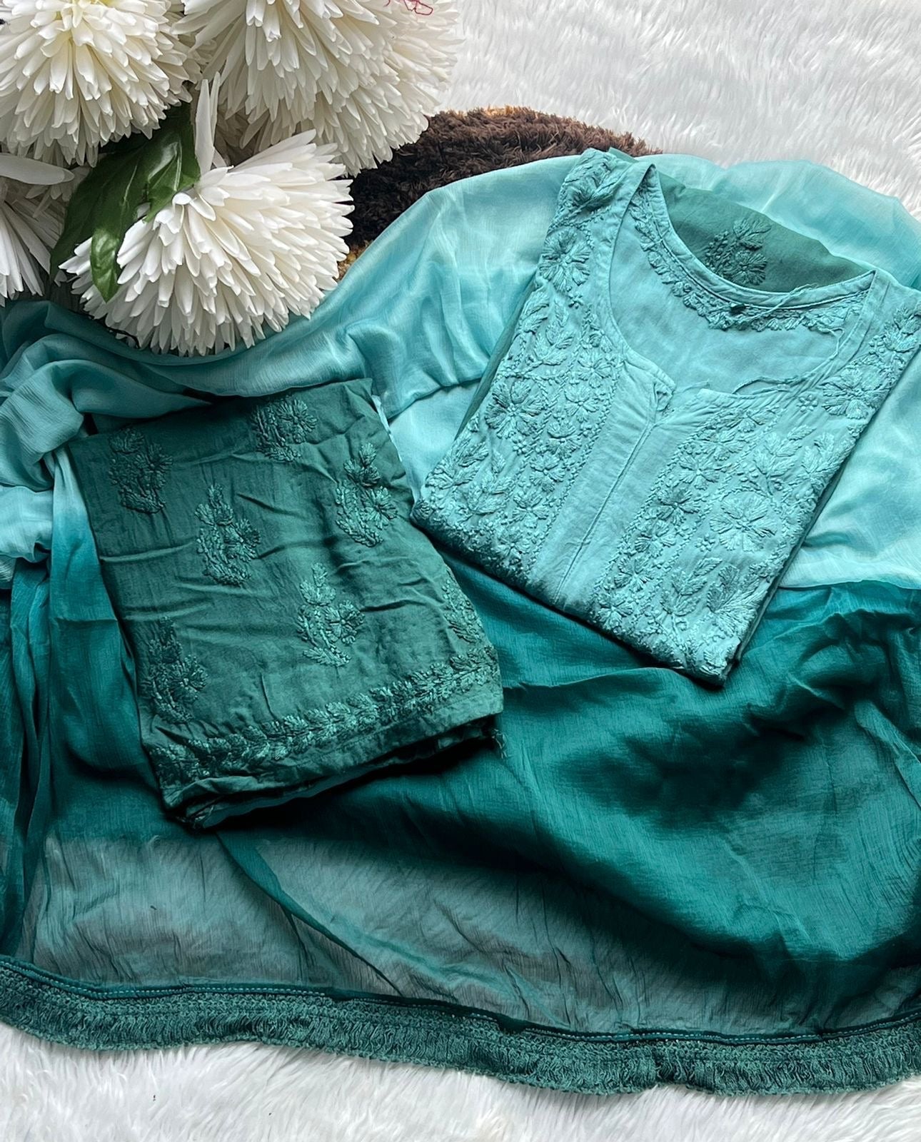 3pc Noor Soft Rayon Ombre Set with dupatta and plazo