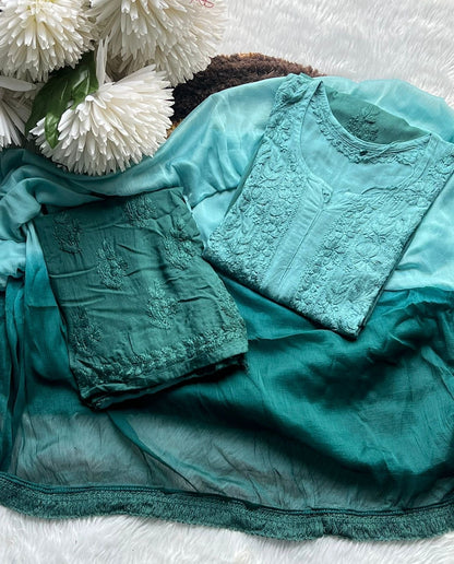 3pc Noor Soft Rayon Ombre Set with dupatta and plazo