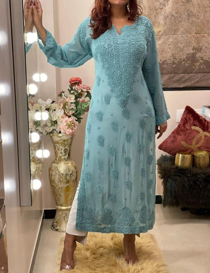 Viscose Finest Quality Woked kurta ( Dyeable )