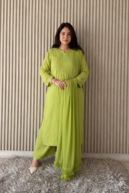 3PC Soft Rayon, Stunning Handwork – A Must-Have Kurti Set