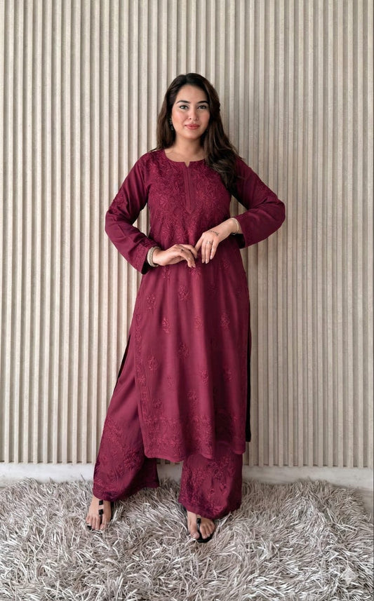 Saba Soft Rayon 2pc Chikankari Co-ord Plazo Set