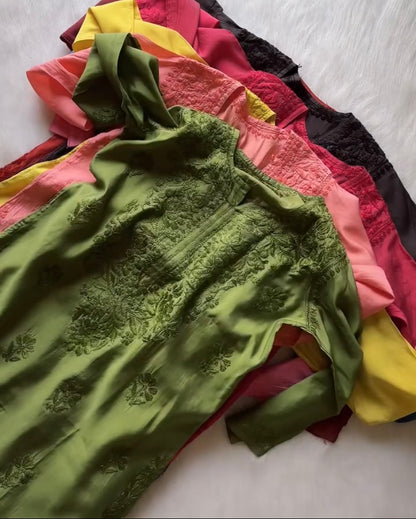 Jannat Handcrafted Soft Chikankari Long Kurti – Most Loved🌸