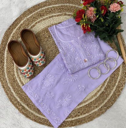 Heavy Ghass Patti Work Modal Kurti Plazzo Set