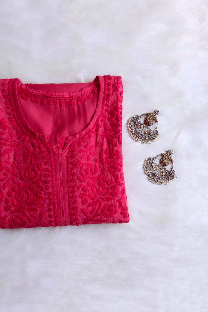 Jannat Handcrafted Soft Chikankari Long Kurti – Most Loved🌸