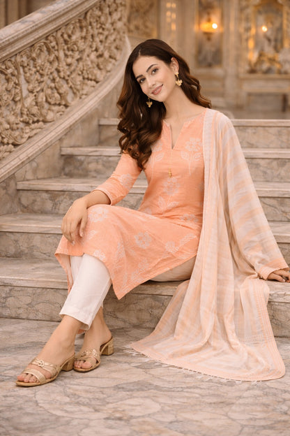 3pc Embroidered Kurti Set