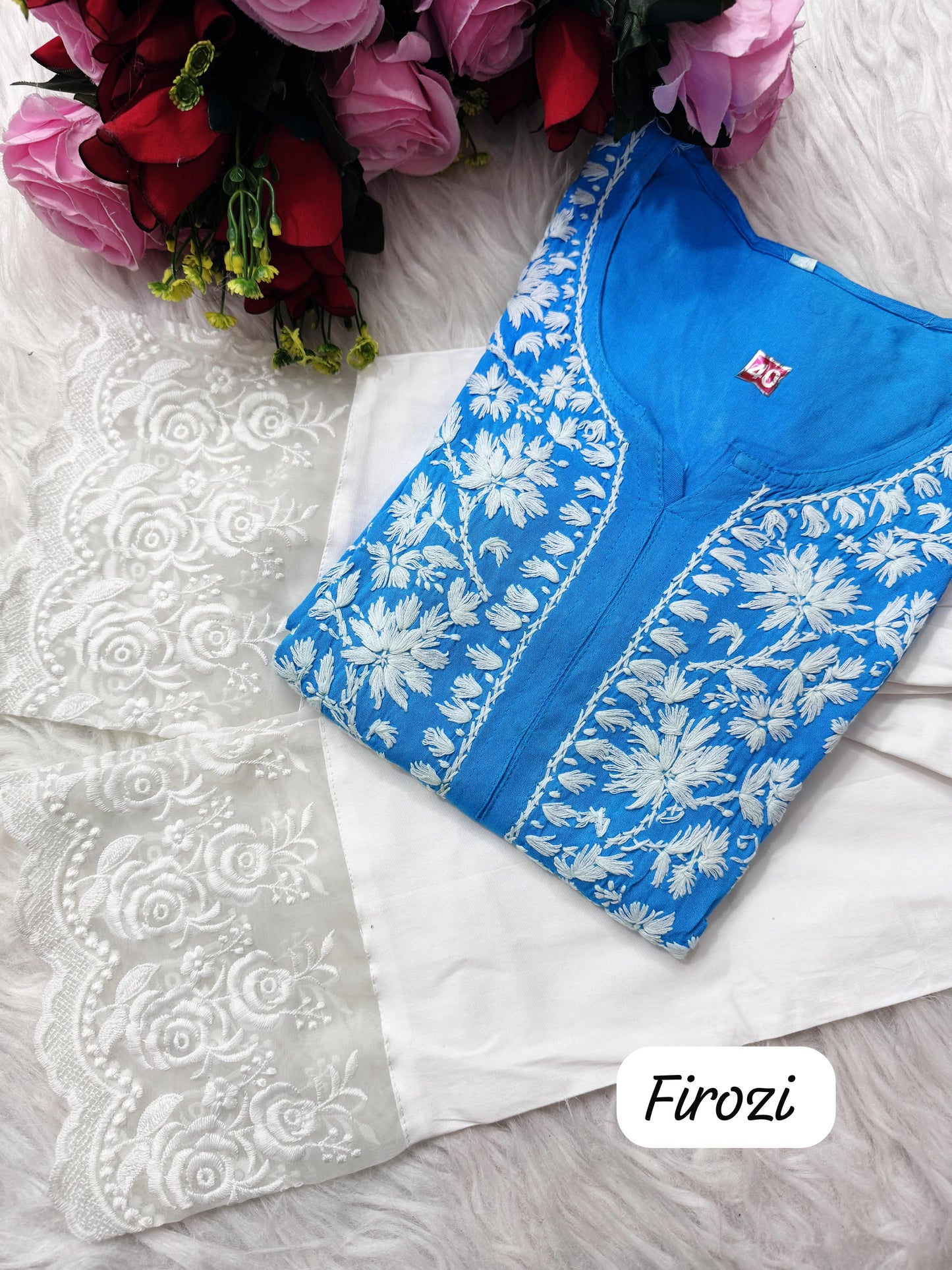 Chikankari fine rich work rayon cotton Soft kurti