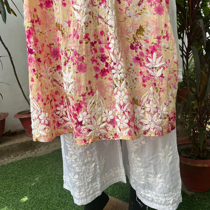 Heavy Mul print Yoke neck Gathered Kurti