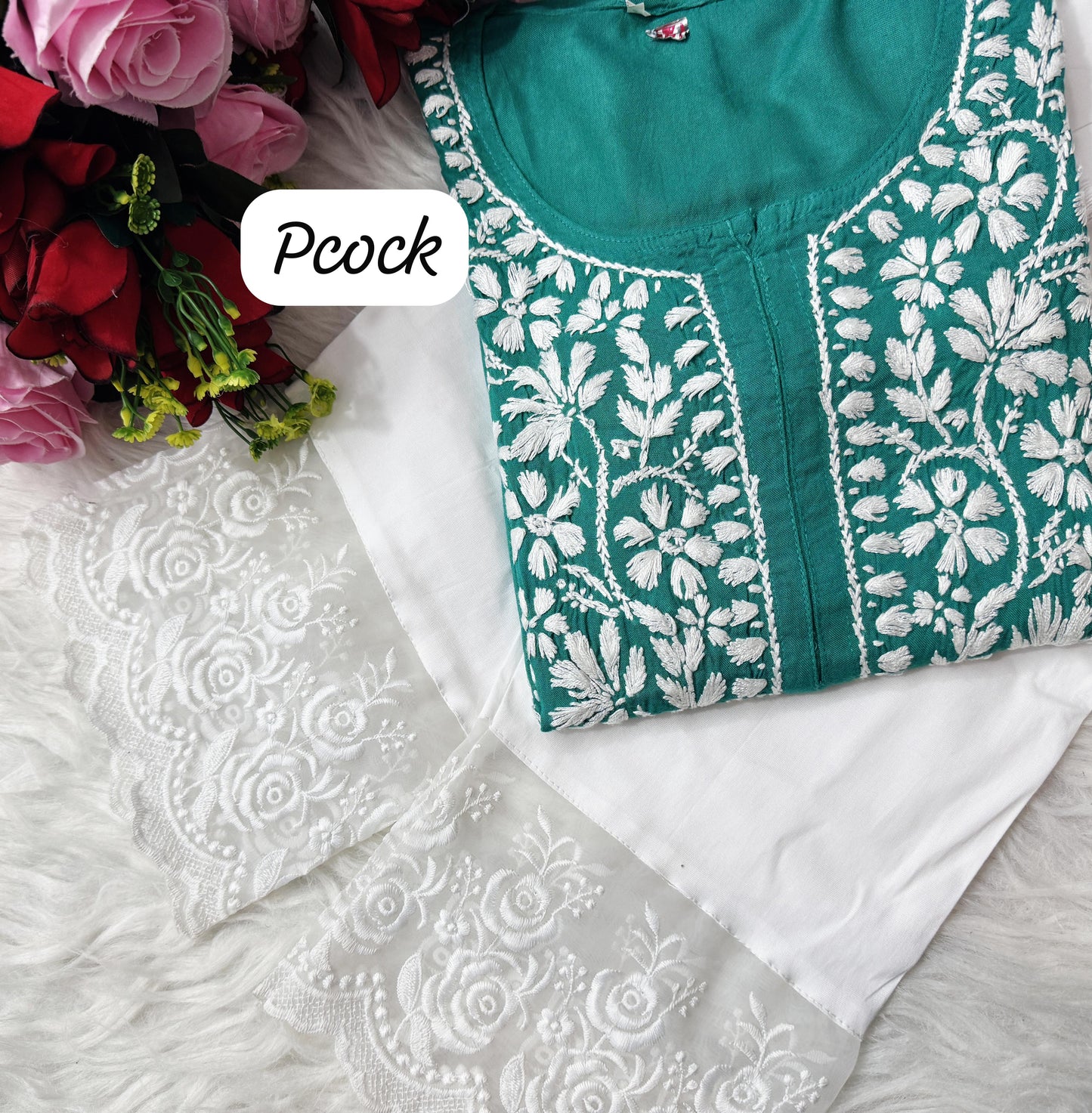 Chikankari fine rich work rayon cotton Soft kurti