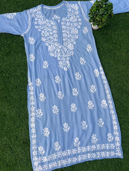 Soft Rayon Chikankari Kurtis