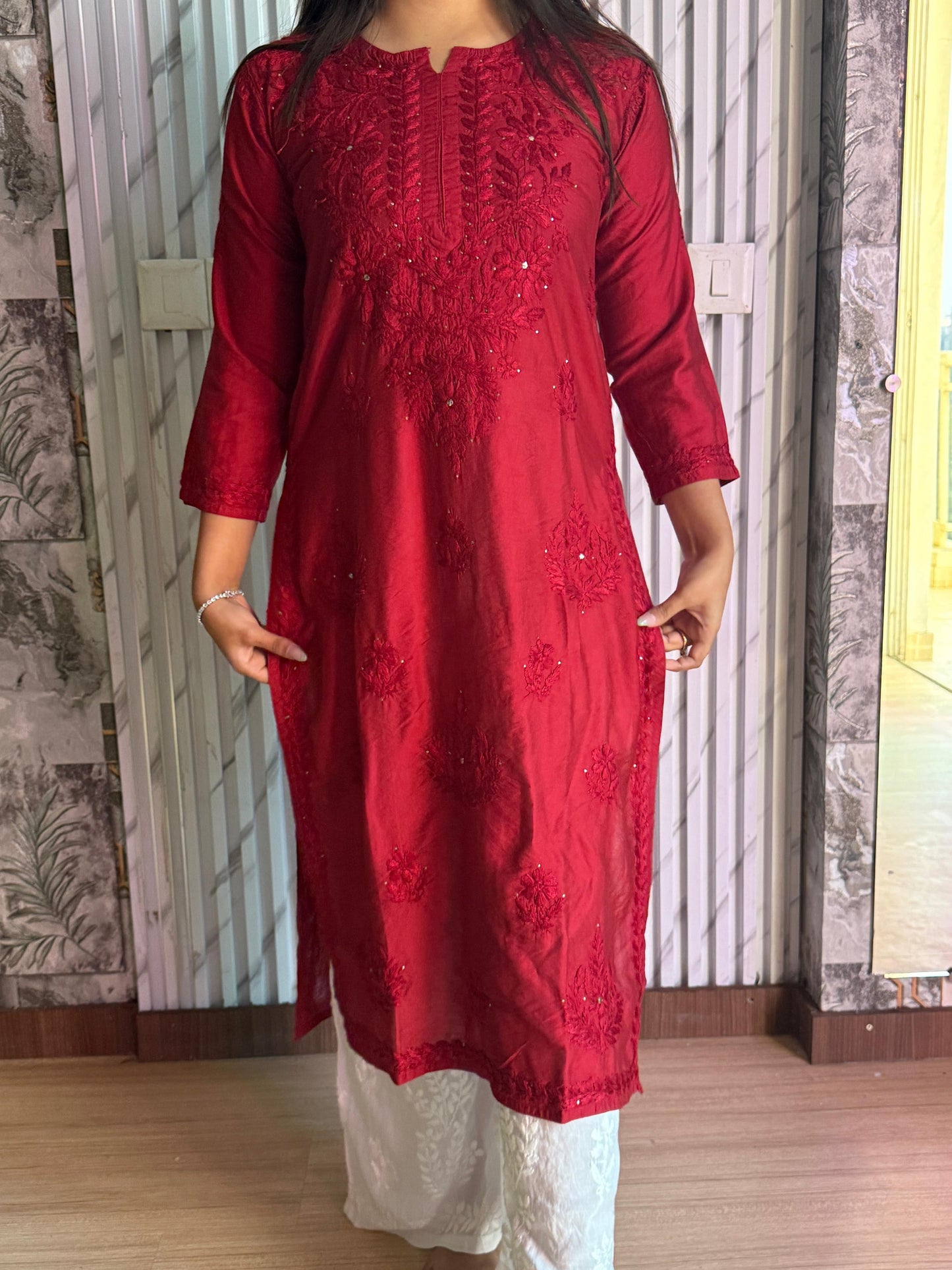 Butter Soft Silver Muqaish kurta