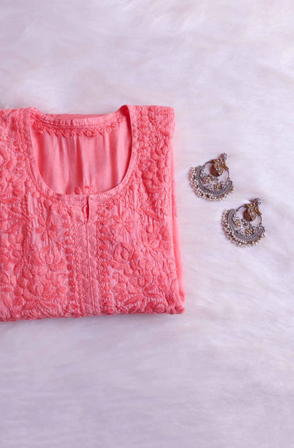 Jannat Handcrafted Soft Chikankari Long Kurti – Most Loved🌸