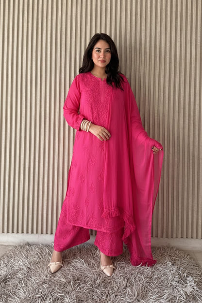 3PC Soft Rayon, Stunning Handwork – A Must-Have Kurti Set