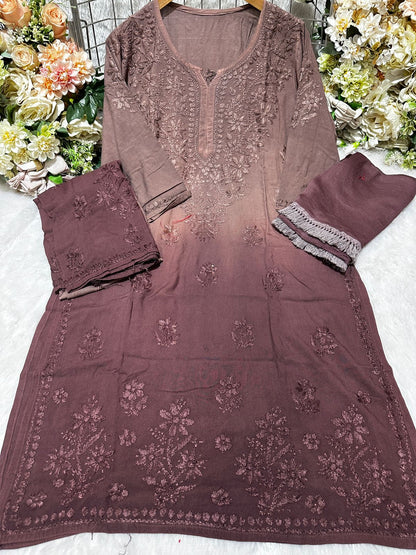 Rayon 4 Buta Chikankari Set 3pc Mayuri Special