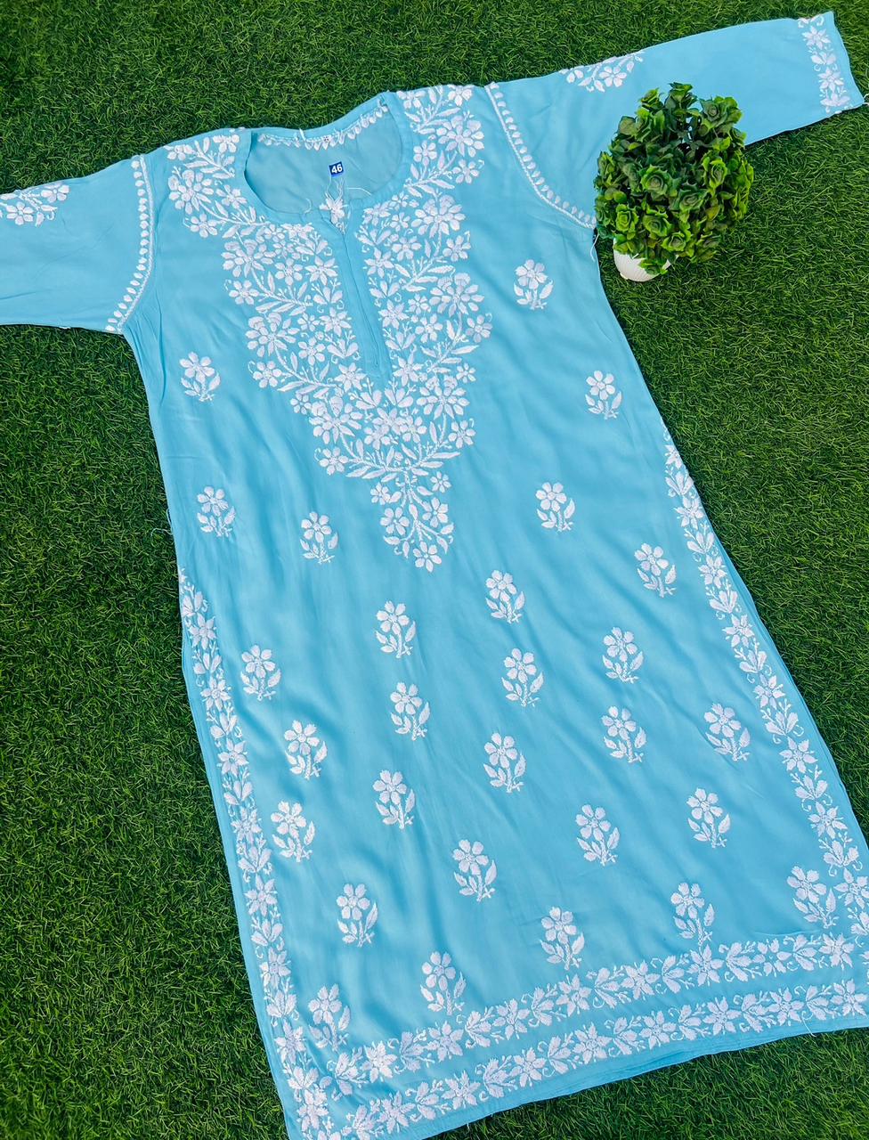 Soft Rayon Chikankari Kurtis