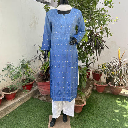 Chanderi Ombre Straight Kurta