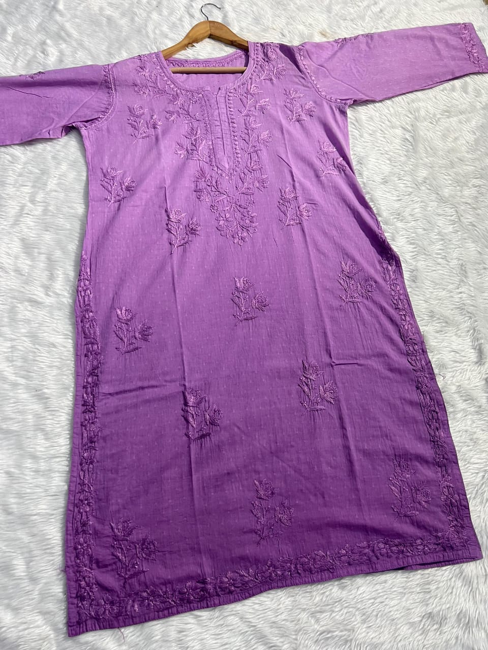 Soft Cotton ombre Chikankari Kurti (  limited stock )