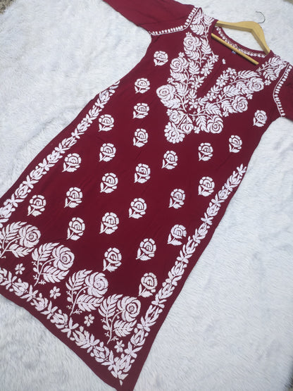 Rose work Modal Chikankari Kurta