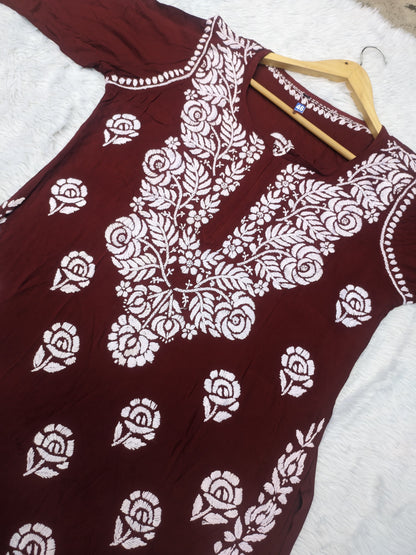 Rose work Modal Chikankari Kurta