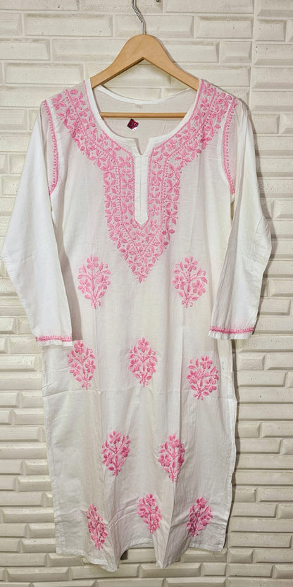 Chikankari pure Mul Mul cotton kurti