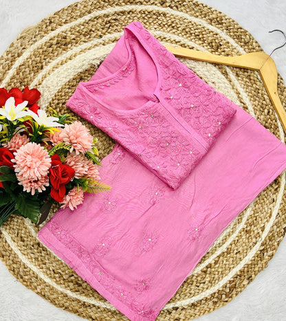 3pc Zara Handmade with Muqaish Soft  Rayon Set