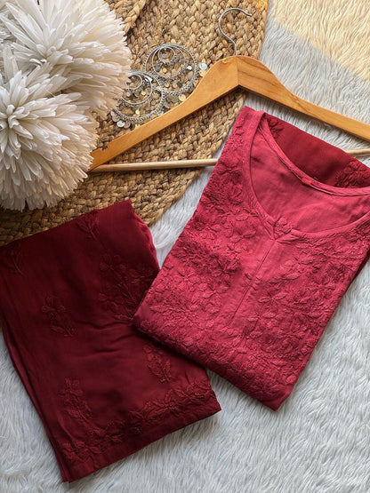 Zeba Handcraft Embroidered Pastel’s Shades Kurti + Plazzo