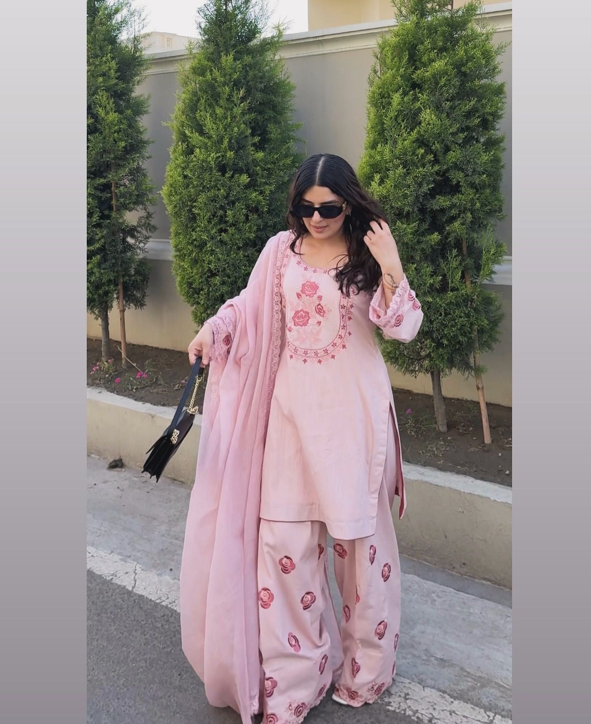 Đěsigner Party Wear Look  Natural Top & Farshi Palazzo With Dupatta set