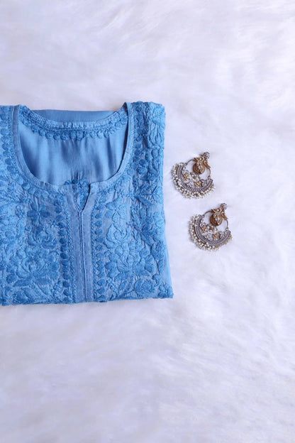 Jannat Handcrafted Soft Chikankari Long Kurti – Most Loved🌸