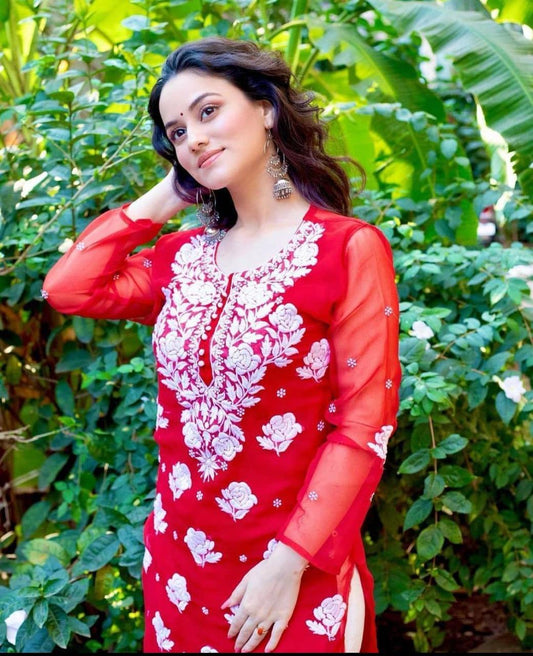 Rose keel Beautiful Georgette Kurtis with inner