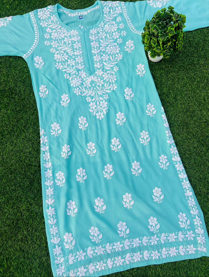 Soft Rayon Chikankari Kurtis