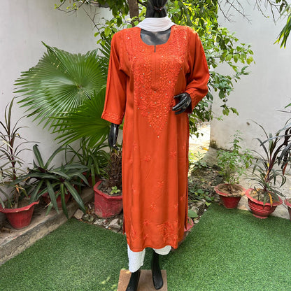 Most Demanding Straight Fit Tone to Tone Kurta With Mukaish work