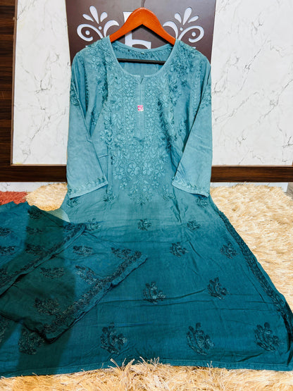 Rayon Dyed Chikankari Set