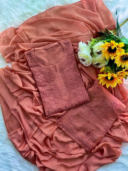 3PC Soft Rayon, Stunning Handwork – A Must-Have Kurti Set