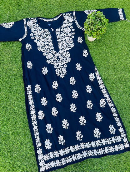 Soft Rayon Chikankari Kurtis