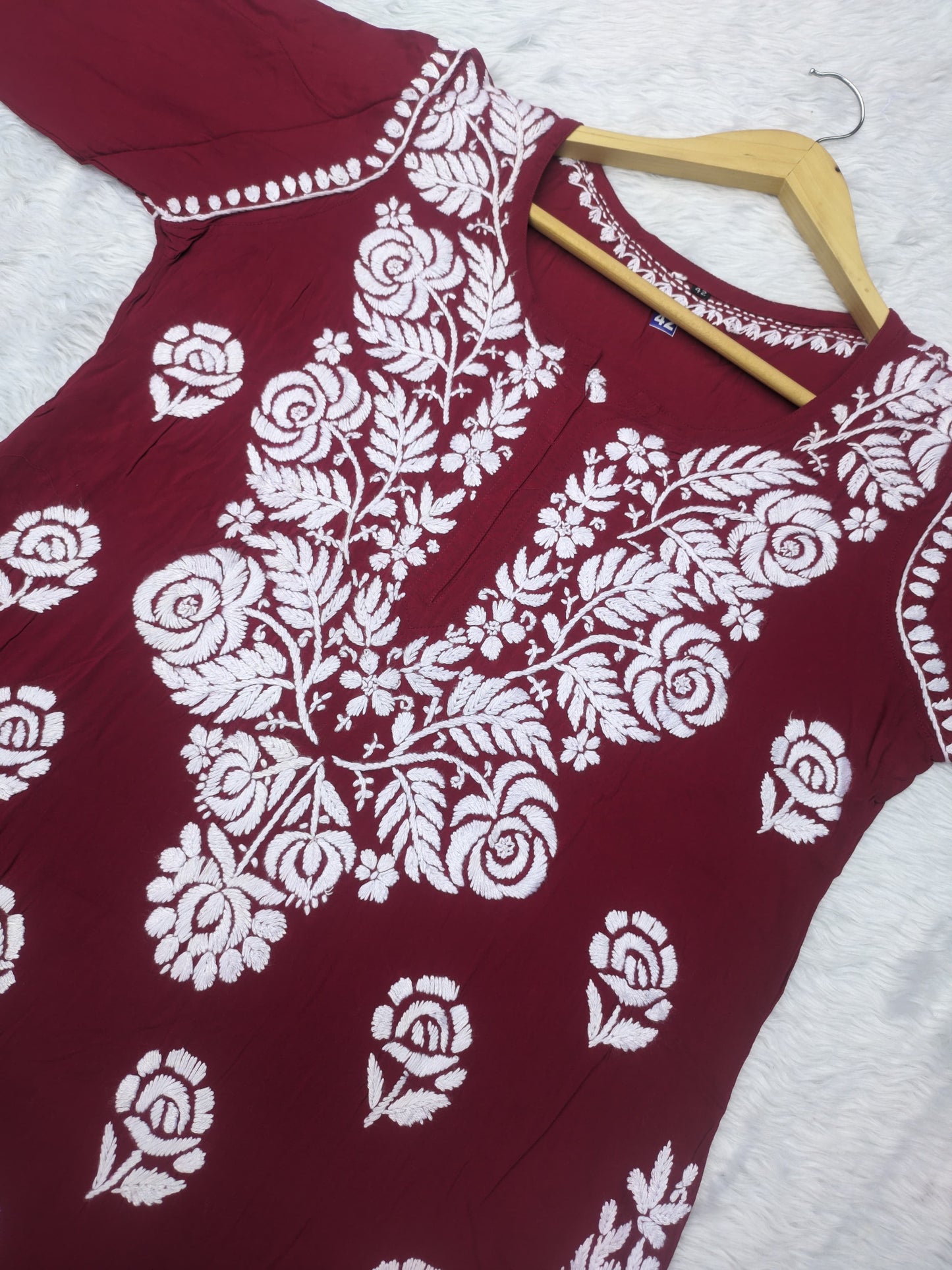 Rose work Modal Chikankari Kurta