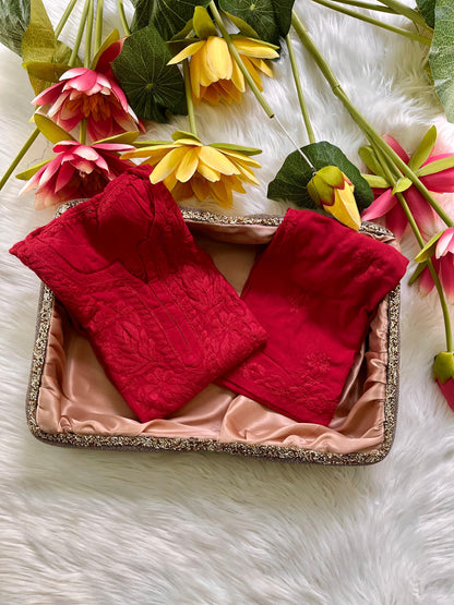 Luxurious Heavy Motif Chikankari Embroidery Co-ord Plazo Set