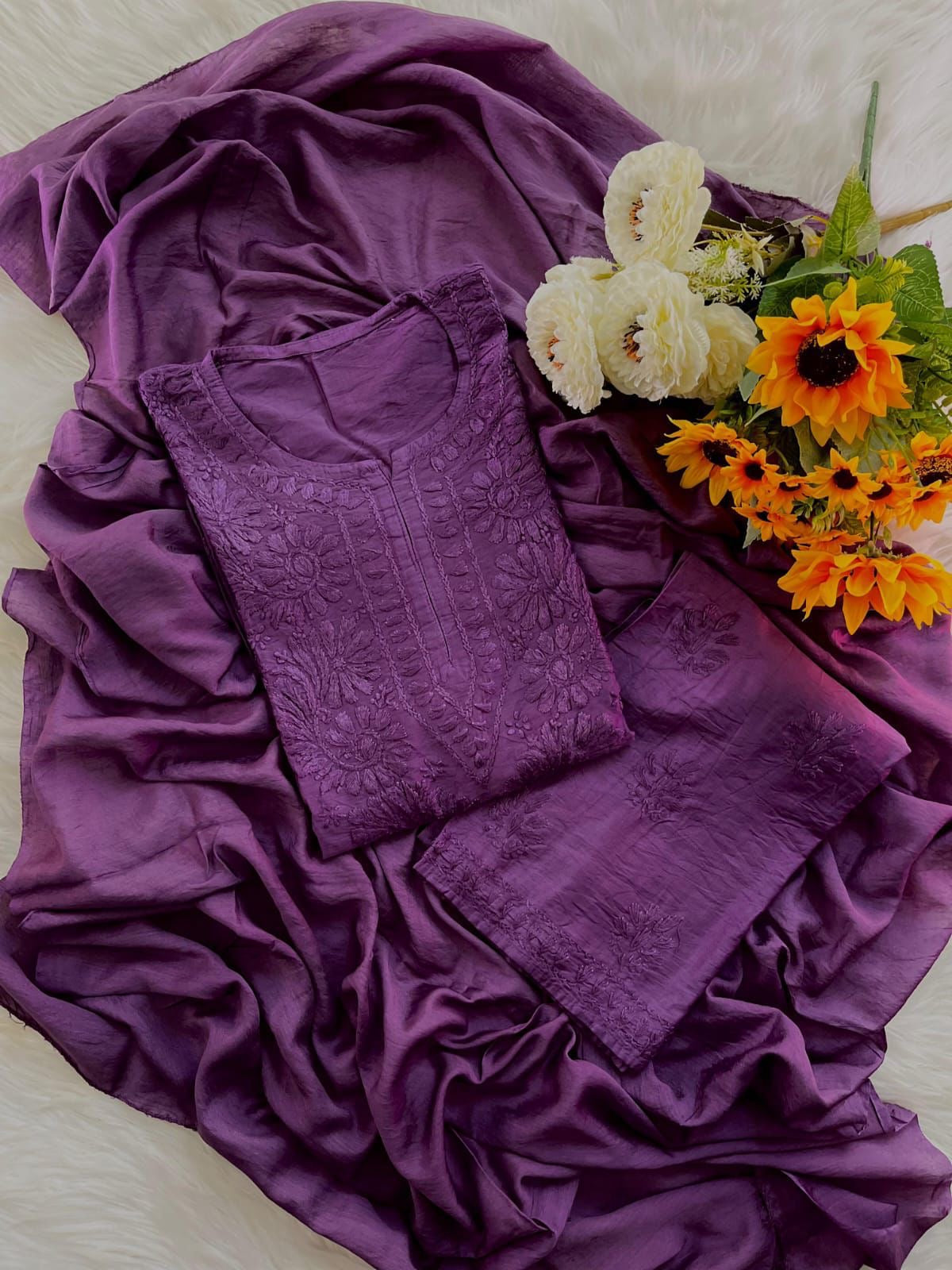 3PC Soft Rayon, Stunning Handwork – A Must-Have Kurti Set