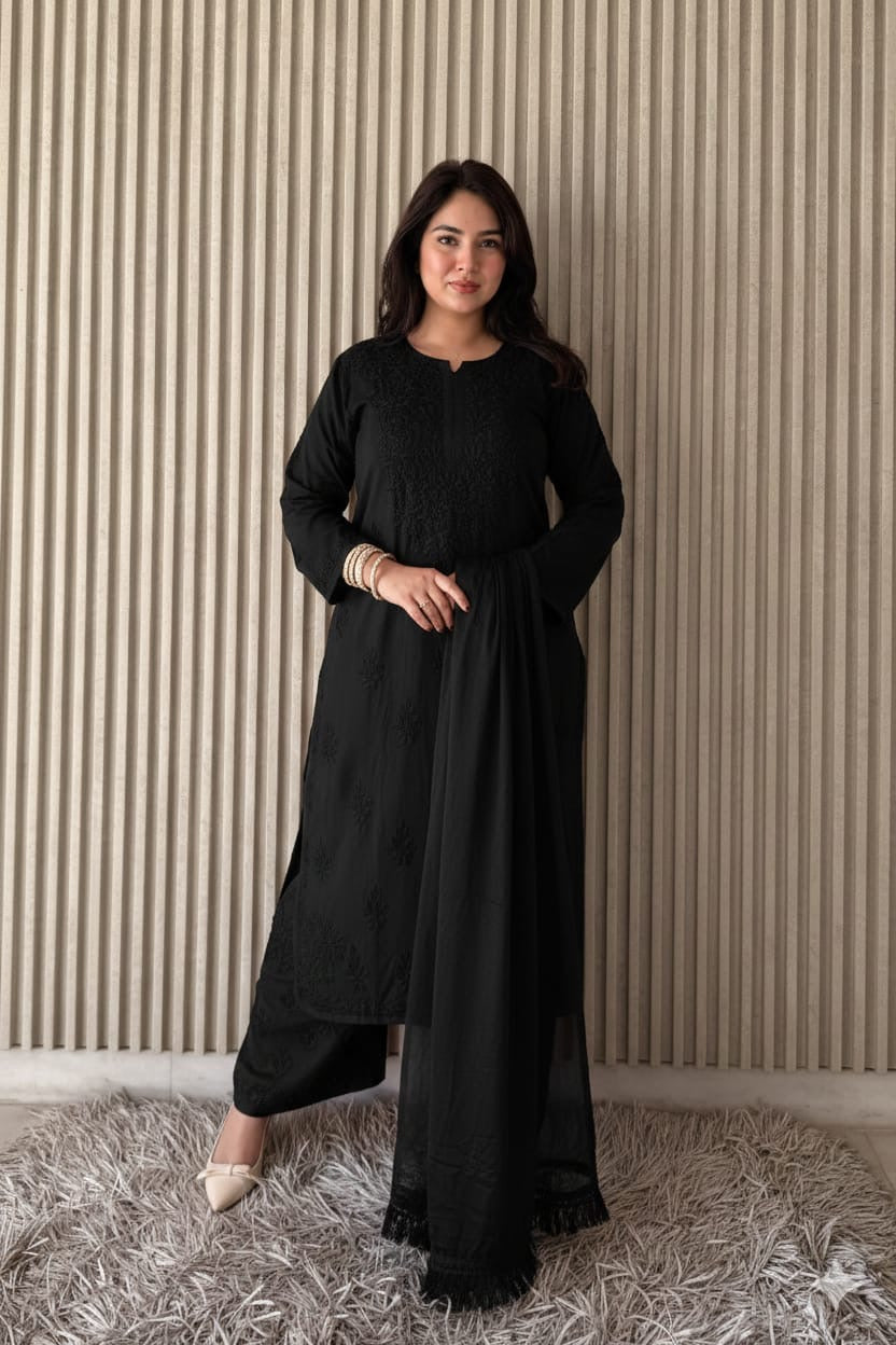 3PC Soft Rayon, Stunning Handwork – A Must-Have Kurti Set