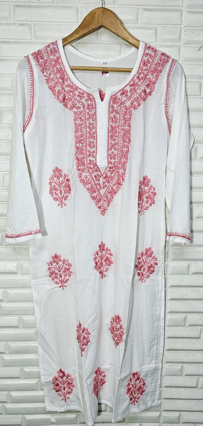 Chikankari pure Mul Mul cotton kurti