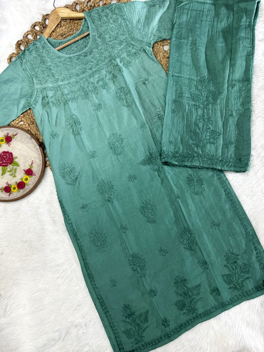 Chanderi Plazzo Combo in pastle shades