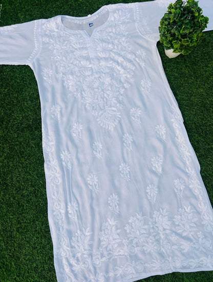 Dyeable Modal Chikankari ( White )