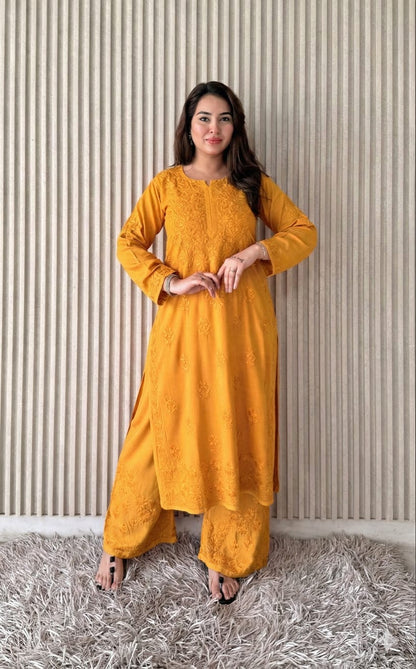 Saba Soft Rayon 2pc Chikankari Co-ord Plazo Set