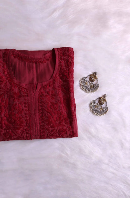 Jannat Handcrafted Soft Chikankari Long Kurti – Most Loved🌸